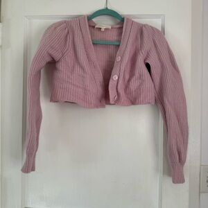 Pink Cropped Cardigan Sweater